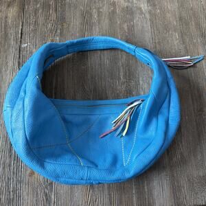 Elliott Lucca turquoise fringe Leather Hobo Shoulder Handbag hobo purse tassel